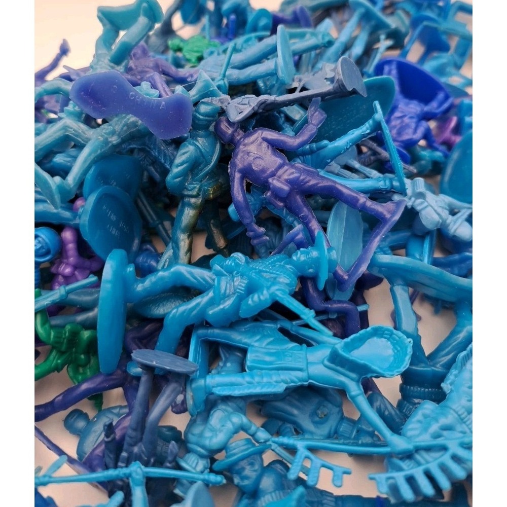 Vintage Lot of 1.2 LB Blue Army Men Cowboys Indians Miscellaneous Figurines Toys